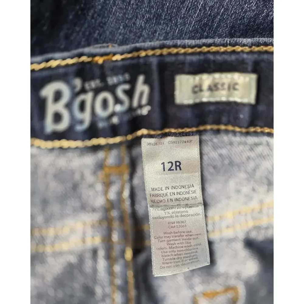 OshKosh B'gosh Boys Classic Straight Leg Jeans Dark Wash Stretch 12R Adjustable